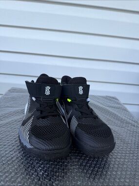 Nike Kids Black and White High-Top Sneakers with Neon Accent